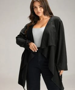 Solid Rib Knit Ties Lapel Collar Kimono 14 Solid Rib Knit Ties Lapel Collar Kimono -Clothing Shop 554437925 rs