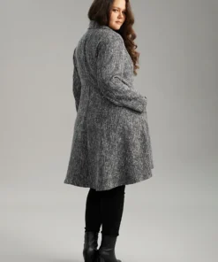 Tweed Double Breasted Pocket Lapel Collar Coat -Clothing Shop 555280705 ct