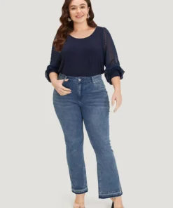 Plain Mesh Patchwork Lantern Sleeve Crew Neck Bodysuit 12 Plain Mesh Patchwork Lantern Sleeve Crew Neck Bodysuit -Clothing Shop 555723010 md