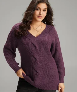 Cable Knit Split Side Elastic Cuffs Pullover -Clothing Shop 556058535 mo 4b4f317a b265 4222 a441 4a95ae556f7f