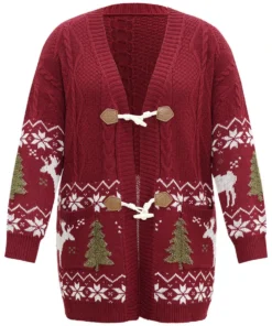 Christmas Duffle Button Cable Knit Pocket Cardigan -Clothing Shop 5561564 ii