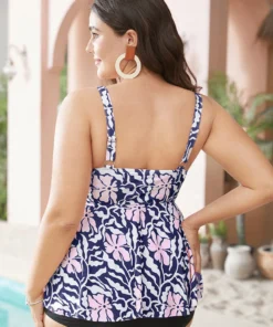 Floral Crossover Front Flutter Scoop Neck Tankini Top -Clothing Shop 556562312 gx bee88f67 aeb2 43d0 abcf 06c64408f950