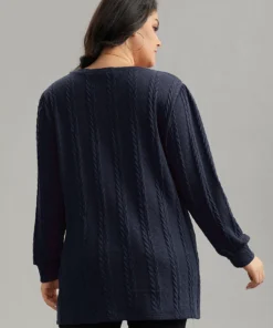 Plain Cable Knit Elastic Cuffs Sweatshirt 26 Plain Cable Knit Elastic Cuffs Sweatshirt -Clothing Shop 557819011 wr e9f9031d fdc4 4aa4 a578 0d211b39fee7