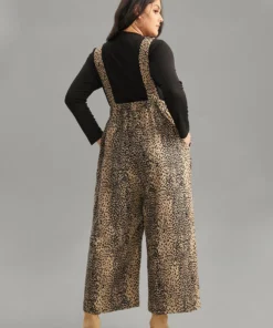 Leopard Adjustable Straps Patched Pocket Jumpsuit 8 Leopard Adjustable Straps Patched Pocket Jumpsuit -Clothing Shop 557968013 vc