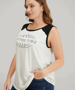 Graphic Print Two Tone Tank Top -Clothing Shop 557971183 rf