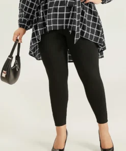 High Rise Pleated Elastic Waist Skinny Leggings -Clothing Shop 557989834 ct