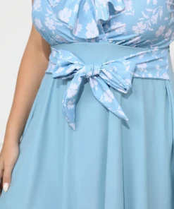 Floral Patchwork Ruffle Trim Knot Front Swim Dress -Clothing Shop 558009079 iv 9030aa78 a007 407c 91bd 3aa3b57f711c