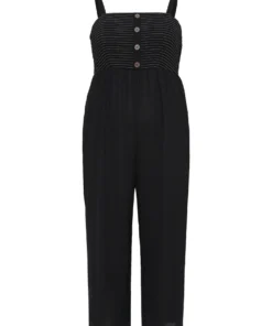 Striped Patchwork Pocket Button Detail Shirred Cami Jumpsuit 17 Striped Patchwork Pocket Button Detail Shirred Cami Jumpsuit -Clothing Shop 558071327 ga
