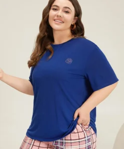 Floral Glitter Crew Neck Sleep Top -Clothing Shop 558802359 ax