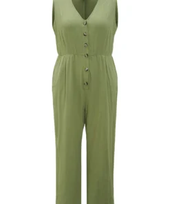 Plain Pocket Button Through Tank Jumpsuit 17 Plain Pocket Button Through Tank Jumpsuit -Clothing Shop 560278464 vu