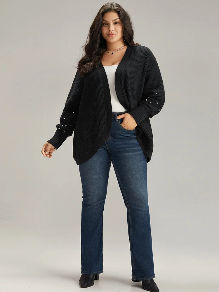 Patchwork Pearl Beaded Curved Hem Cardigan 7 Patchwork Pearl Beaded Curved Hem Cardigan - Image 5