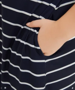 Striped & Polka Dot Print Pocket Button Detail Sleep Dress -Clothing Shop 561629010 rg f95b58f2 a267 4bda b176 197332a665ab