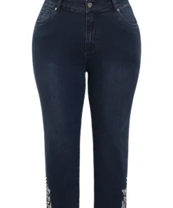 Very Stretchy High Rise Dark Wash Butterfly Embroidered Jeans -Clothing Shop 562033947 ow