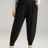 Solid Shirred Pocket Harem Sweatpants 1 Solid Shirred Pocket Harem Sweatpants -Clothing Shop 562089325 hs