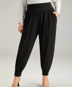 Solid Shirred Pocket Harem Sweatpants