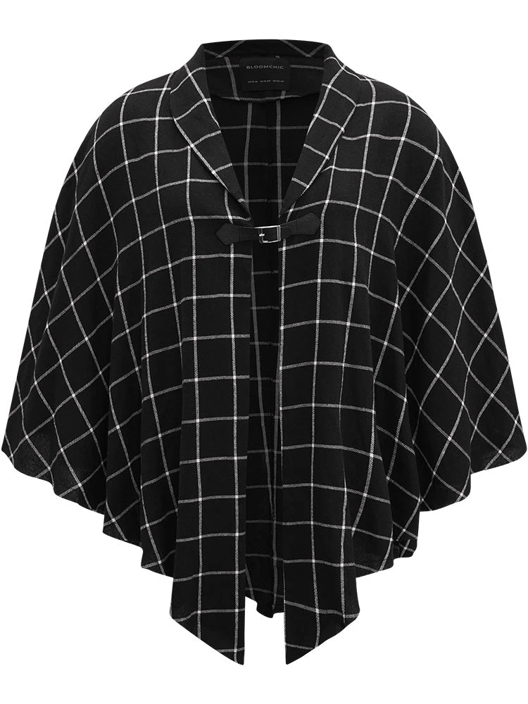 Plaid Buckle Detail Cape Kimono 10 Plaid Buckle Detail Cape Kimono - Image 8