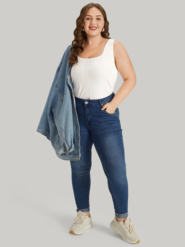 Supersoft Essentials Plain Square Neck Skinny Tank Top 6 Supersoft Essentials Plain Square Neck Skinny Tank Top - Image 4