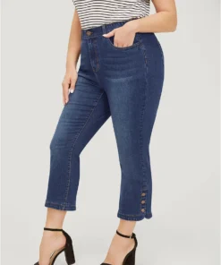 Bootcut Very Stretchy High Rise Dark Wash Button Side Jeans -Clothing Shop 562827363 lt e7f80647 9860 407c ab47 f52a58c0641a