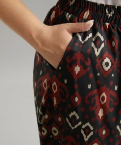 Moroccan Print Elastic Waist Wide Leg Pants -Clothing Shop 563062961 qe