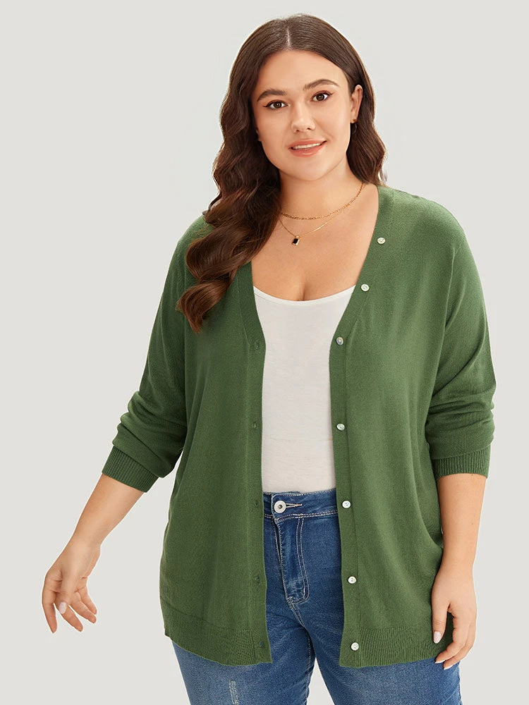 Supersoft Essentials Plain Button Detail Very Stretchy Cardigan 6 Supersoft Essentials Plain Button Detail Very Stretchy Cardigan - Image 4