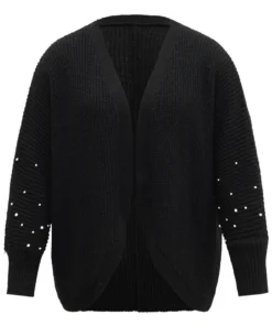 Patchwork Pearl Beaded Curved Hem Cardigan 22 Patchwork Pearl Beaded Curved Hem Cardigan -Clothing Shop 563961990 ij