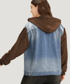 Hooded Patchwork Flap Pocket Denim Jacket -Clothing Shop 56413545 mn 336dced1 8ade 4e97 935b e44177af3f8a