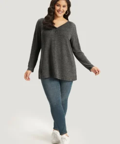 Heather Button Up Long Sleeve T-shirt 35 Heather Button Up Long Sleeve T-shirt -Clothing Shop 564215881 ia 7dba3092 9721 4eae 843d c31d63de46ea