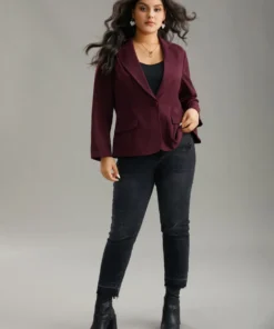 Lapel Collar Plain Twill Button Up Blazer -Clothing Shop 564674008 lv dcf06afb ace7 43bd bb0b 6ed432c91f98