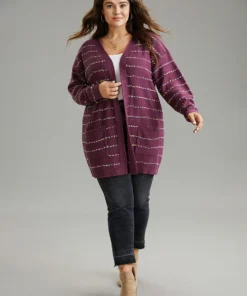 Heather Rainbow Striped Open Front Cardigan -Clothing Shop 564848135 xk