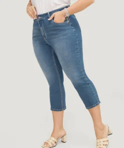Skinny Very Stretchy High Rise Medium Wash Cropped Jeans -Clothing Shop 565462066 gh