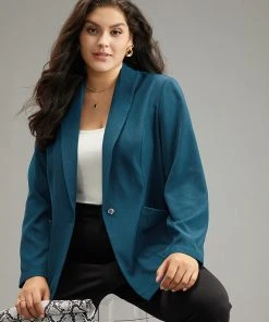 Anti-Wrinkle Lapel Collar Pocket Blazer 14 Anti-Wrinkle Lapel Collar Pocket Blazer -Clothing Shop 566070905 fk