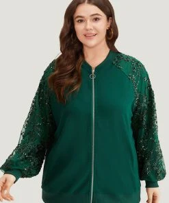 Embroidered Patchwork Mesh Zipper Jacket -Clothing Shop 566689309 hy be0ff4df 35fd 49e5 bd84 75441a991fb5