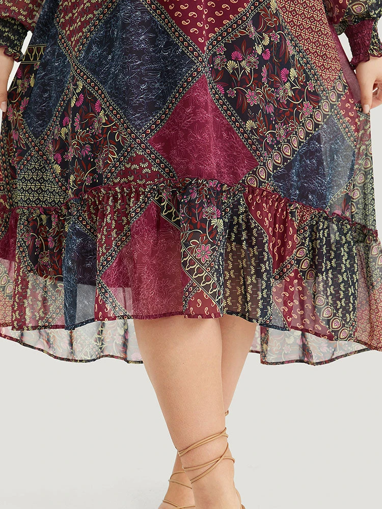 Bandana Print Shirred Flutter Hem Dress 12 Bandana Print Shirred Flutter Hem Dress - Image 10