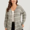 Supersoft Essentials Striped Button Through Elastic Cuffs Cardigan -Clothing Shop 568091447 pe cda349b3 4361 414c 8f91 8bd25c9be454
