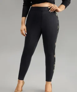 Snowflake Glitter High Rise Skinny Leggings -Clothing Shop 568330899 xs