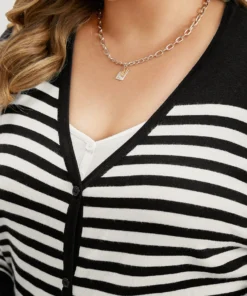 Supersoft Essentials Striped Patchwork Elastic Cuffs Cardigan 18 Supersoft Essentials Striped Patchwork Elastic Cuffs Cardigan -Clothing Shop 571267133 hw