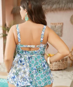 Floral Ruched Knotted Split Front Cut Out Swim Dress -Clothing Shop 571499824 gd dc1acd6f 84bb 42c1 93db 6b6ce9f50f7b