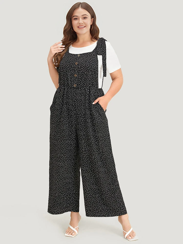 Polka Dot Pocket Button Detail Overall Jumpsuit 5 Polka Dot Pocket Button Detail Overall Jumpsuit - Image 3