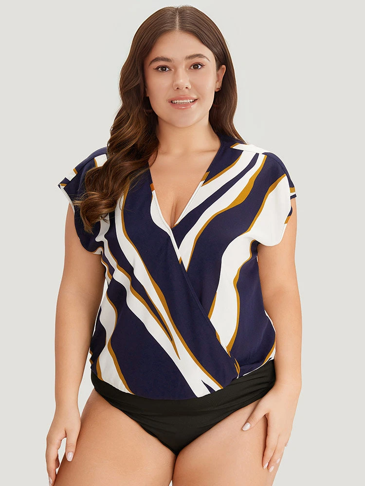 Water Ripple Surplice Neck Dolman Sleeve Bodysuit 5 Water Ripple Surplice Neck Dolman Sleeve Bodysuit - Image 3