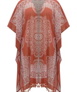 Boho Print Open Front Tassel Trim Batwing Sleeve Kimono -Clothing Shop 574119990 sa 0f117c0d bf40 4851 8755 b49310a198a0