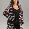 Christmas Elk Open Front Pocket Cardigan 1 Christmas Elk Open Front Pocket Cardigan -Clothing Shop 574965878 hz