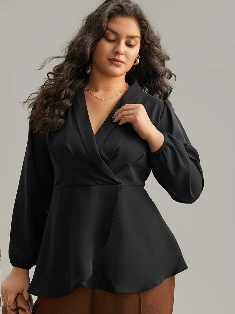 Static-Free Plain Pleated Wrap Blouse 7 Static-Free Plain Pleated Wrap Blouse - Image 5