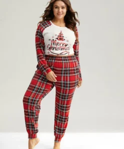 Christmas Print Raglan Sleeve Crew Neck Sleep Top -Clothing Shop 57500793 do