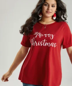 Christmas Print Round Neck T-shirt 23 Christmas Print Round Neck T-shirt -Clothing Shop 576696702 cz