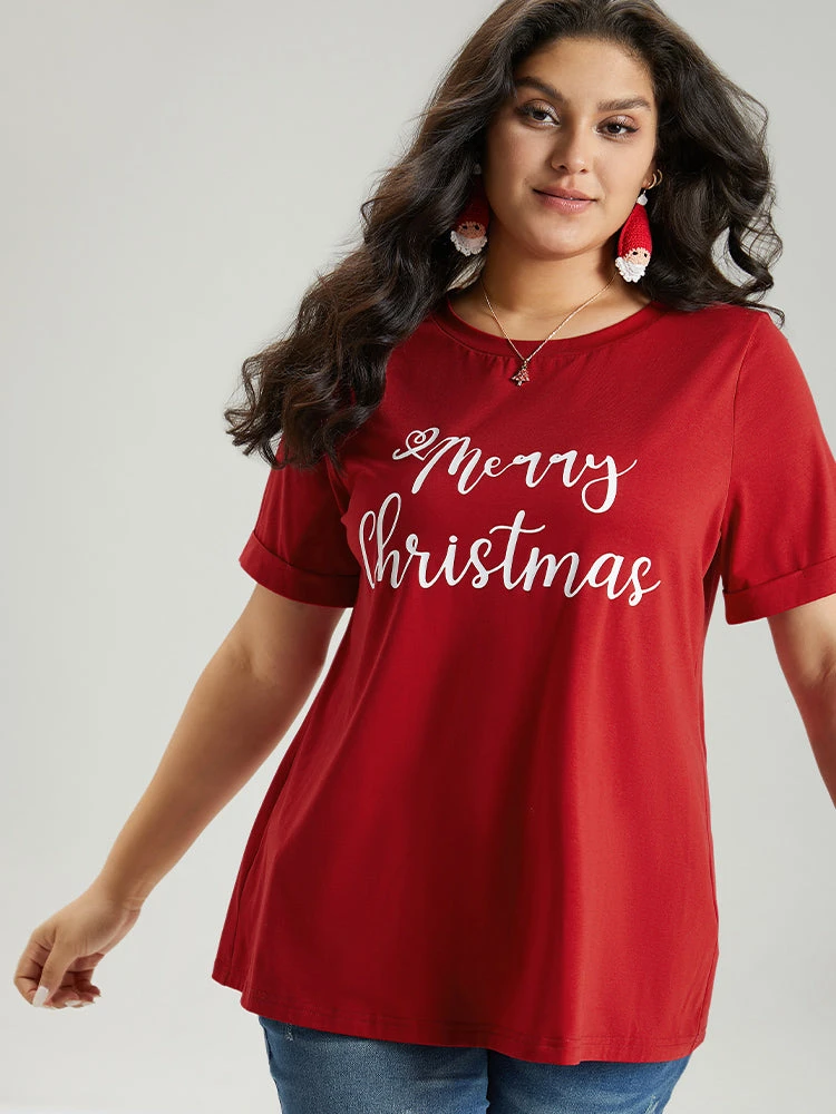 Christmas Print Round Neck T-shirt 8 Christmas Print Round Neck T-shirt - Image 6