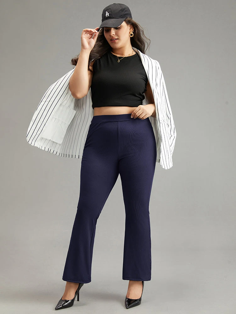 Plain Rib Knit Flare Leg Legging 13 Plain Rib Knit Flare Leg Legging - Image 11
