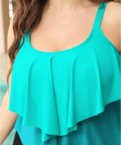 Colorblock Contrast Ruffle Layered Hem Tankini Top 28 Colorblock Contrast Ruffle Layered Hem Tankini Top -Clothing Shop 57738857 bs