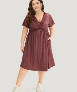 Supersoft Essentials Plain Guipure Lace Ruffles Pocket Pleated Dolman Sleeve Dress -Clothing Shop 577788839 yd e54863a5 9b20 453c 9de9 26e79d4ac3b2