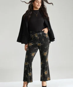 Star Elastic Waist Velvet High Rise Bootcut Pants 10 Star Elastic Waist Velvet High Rise Bootcut Pants -Clothing Shop 578400763 jm