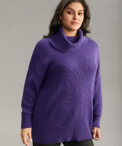 Plain Turtleneck Texture Elastic Cuffs Pullover 13 Plain Turtleneck Texture Elastic Cuffs Pullover -Clothing Shop 578904877 eb